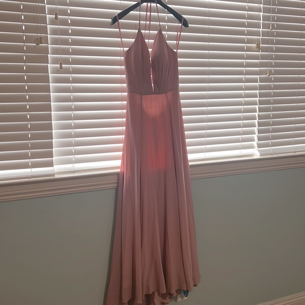 Dusty rose chiffon evening dress